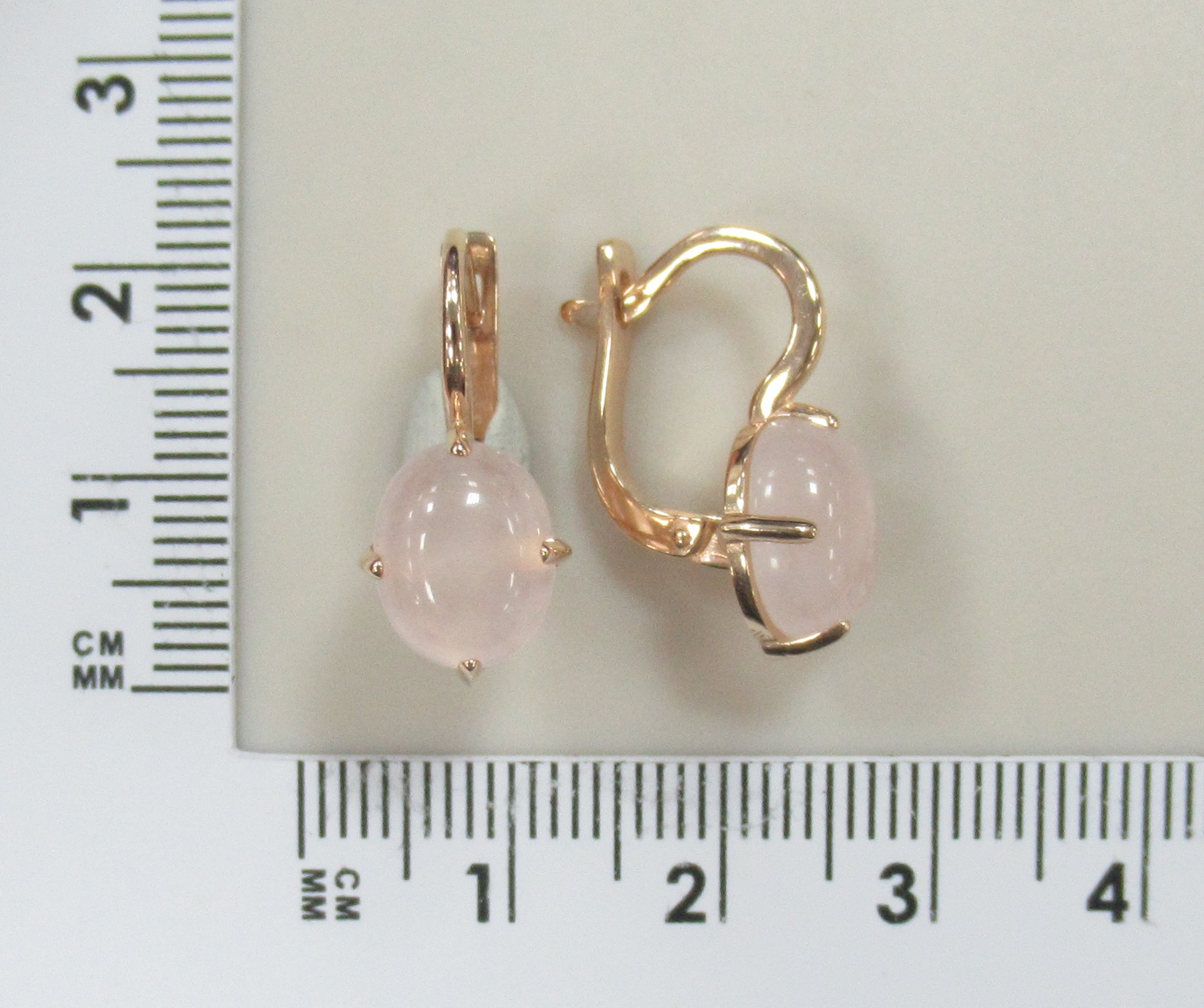 Серебряные серьги с розовым кварцем